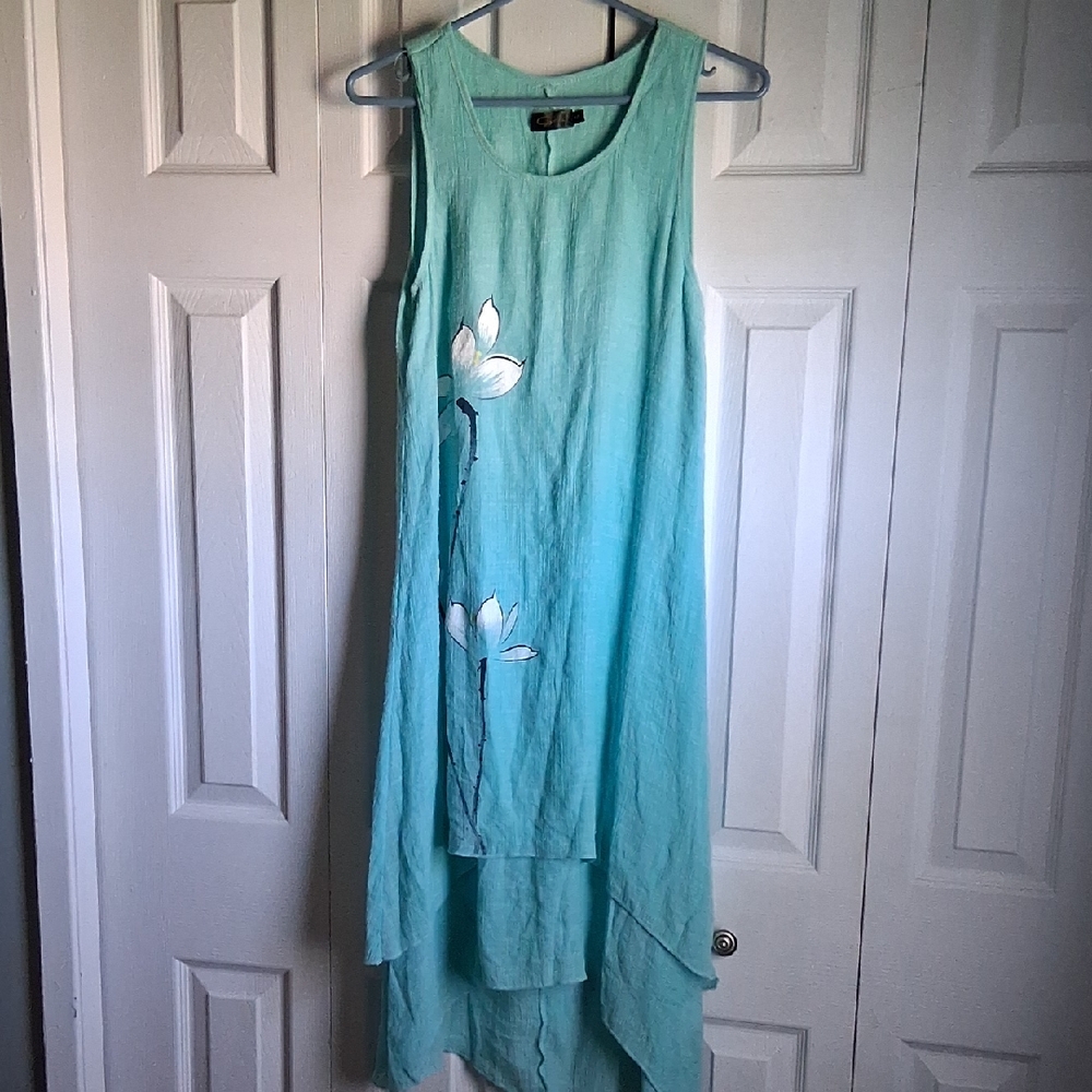 Elegant High Low Dress in Aqua